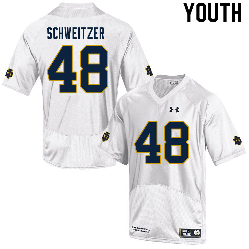Youth #48 Will Schweitzer Notre Dame Fighting Irish College Football Jerseys Sale-White - Click Image to Close